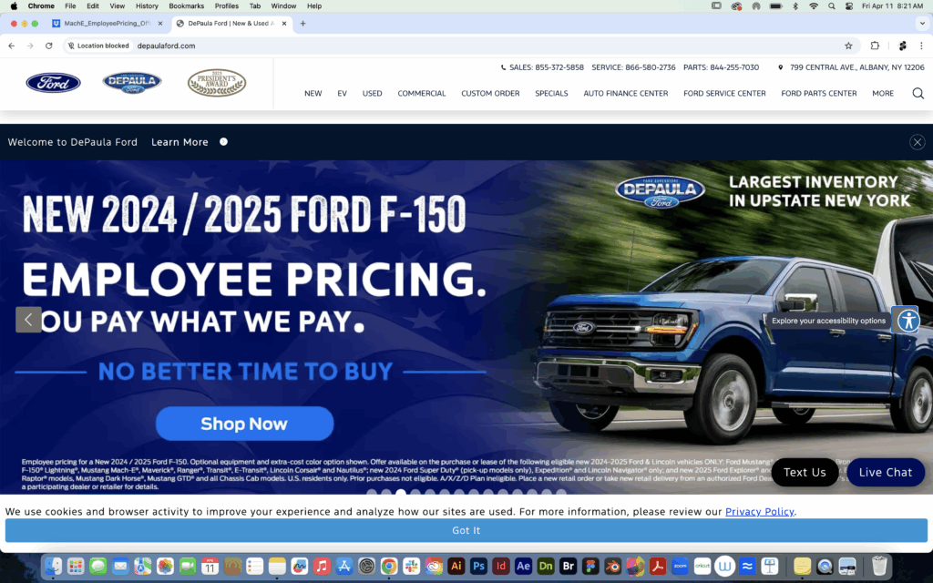 DePaula Ford Employee Pricing Slider Design on the official DePaula Website